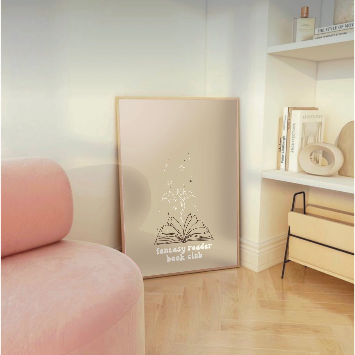 Book Lover Wall Print - "Fantasy Book Reader Club"