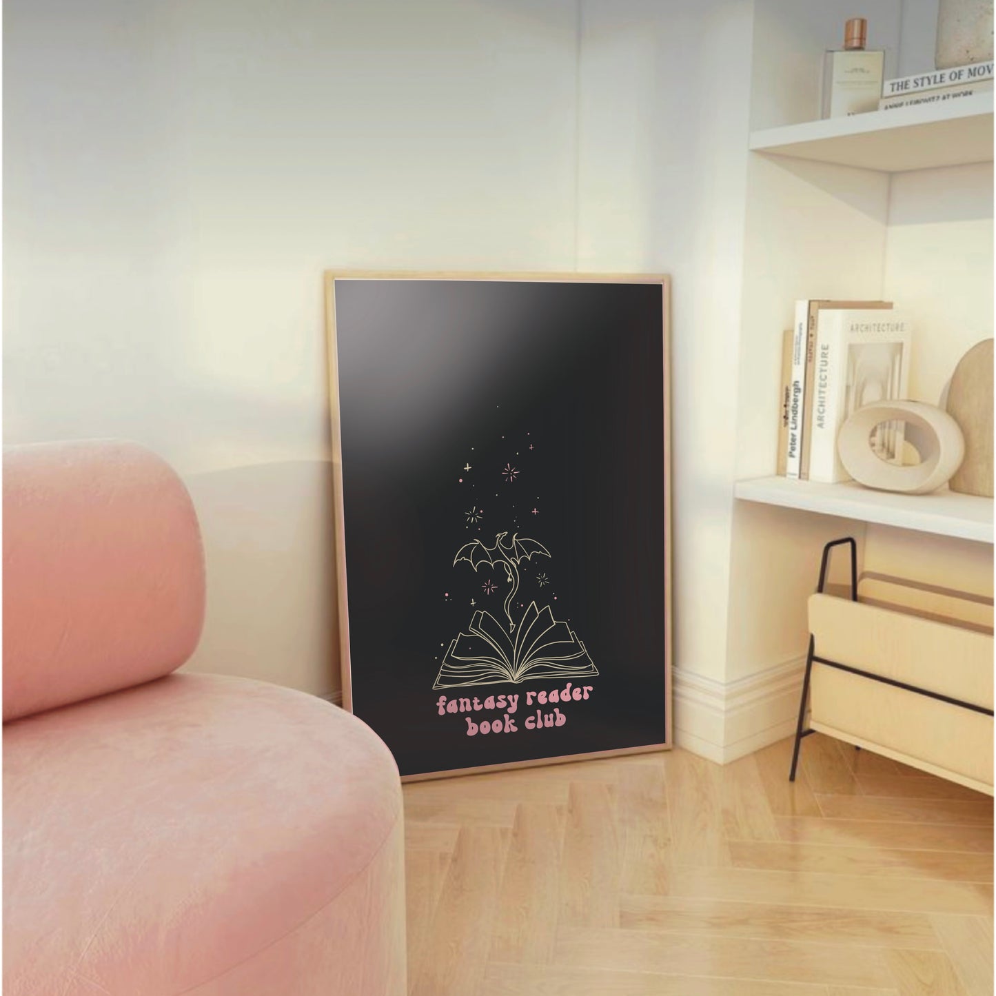 Book Lover Wall Print - "Fantasy Book Reader Club"