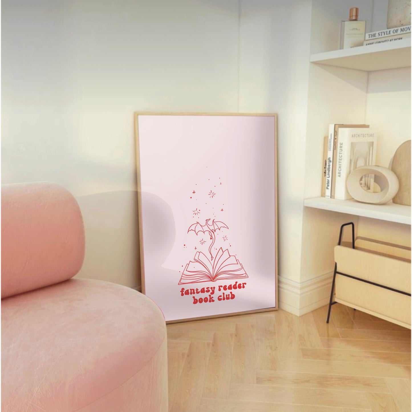 Book Lover Wall Print - "Fantasy Book Reader Club"