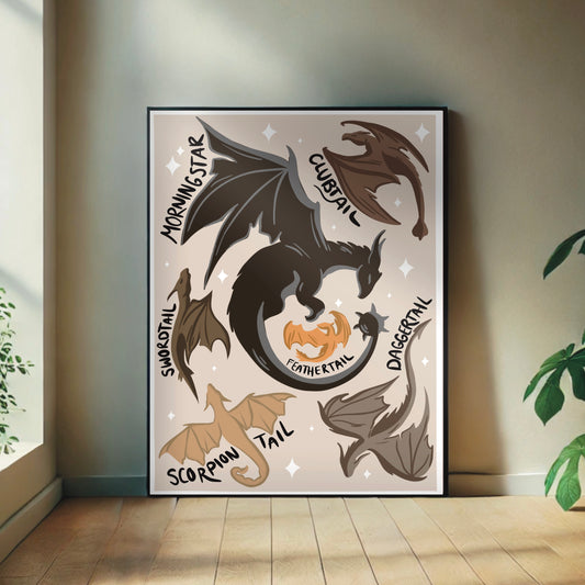 Fourth Wing Dragons-inspired Wall Print