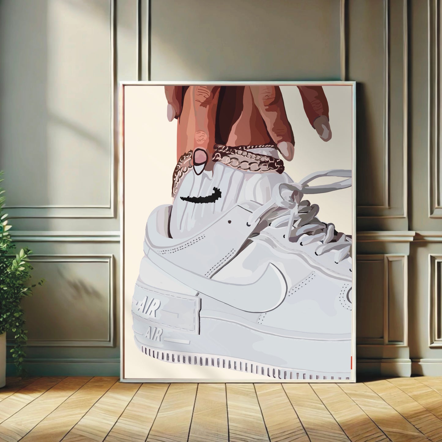 Fashion Wall Print - White Trainer Art