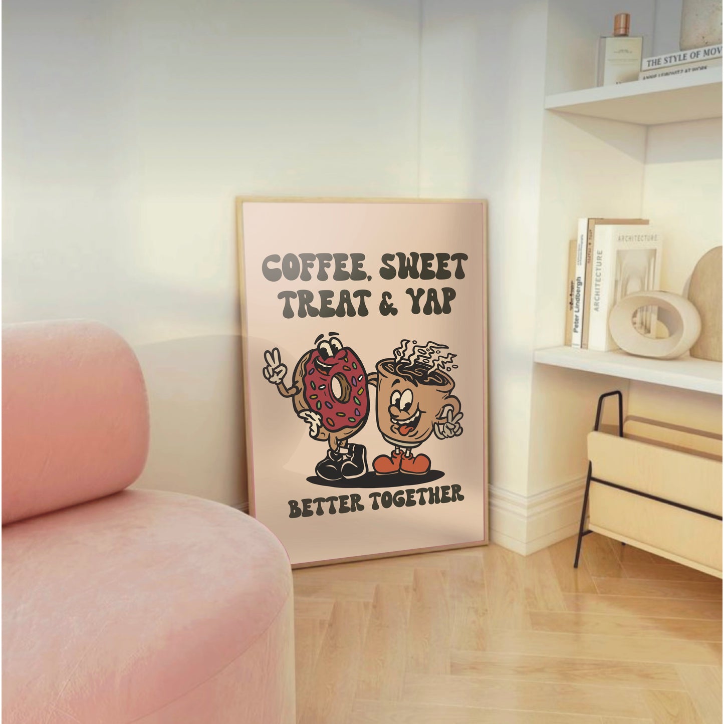 Quirky Wall Print - "Coffee, Sweet Treat & Yap"