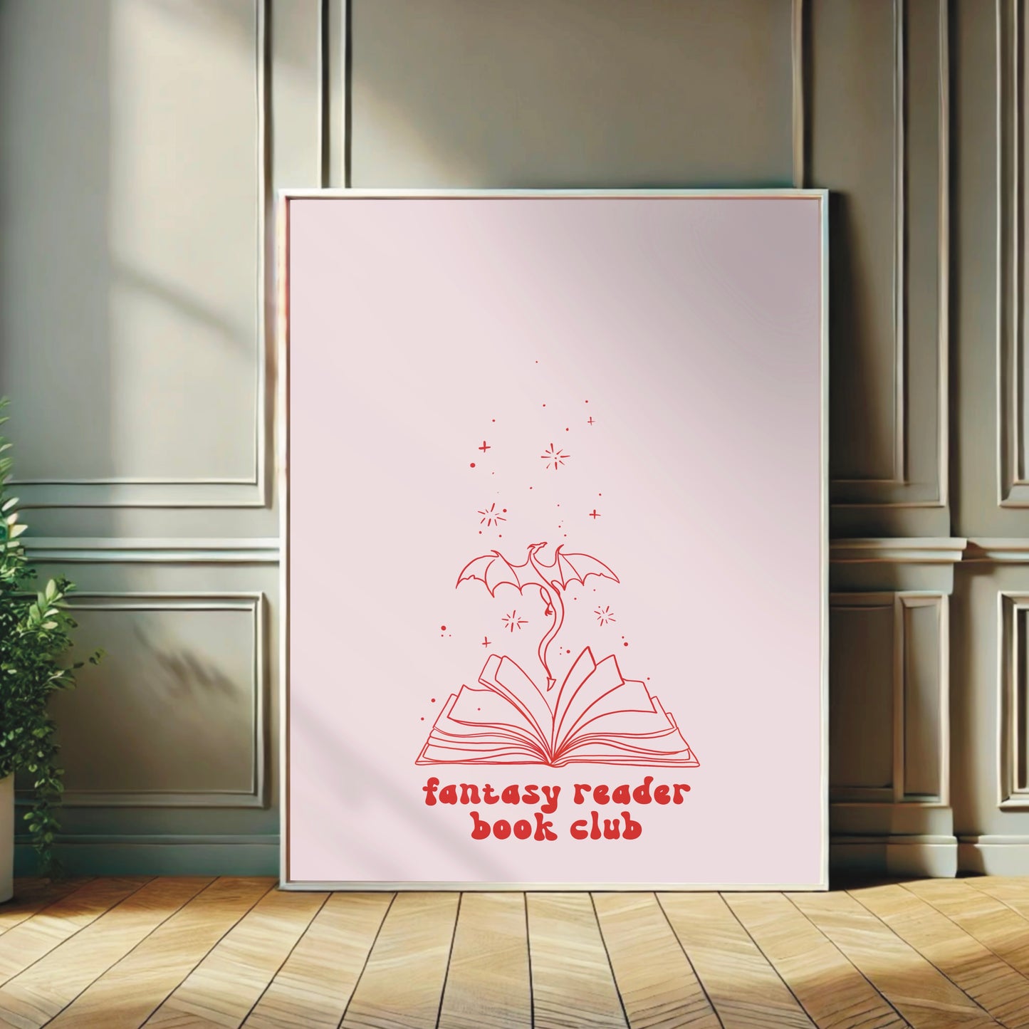 Book Lover Wall Print - "Fantasy Book Reader Club"