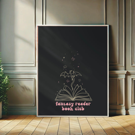 Book Lover Wall Print - "Fantasy Book Reader Club"